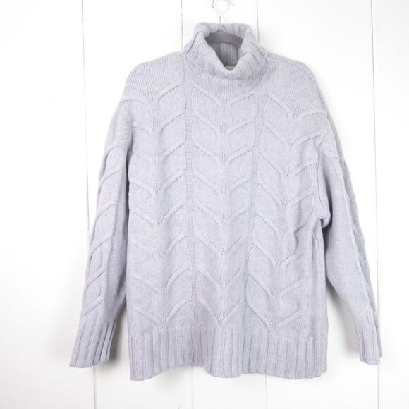 Aritzia Wilfred Merino Wool Sweater SZ L Turtleneck Cable Knit Oversized Soft - Picture 2 of 12